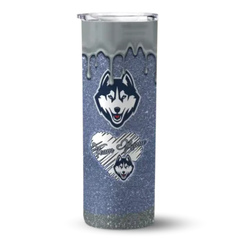 UConn Huskies Tumber - Personalized Pixel Fade Skinny Blue