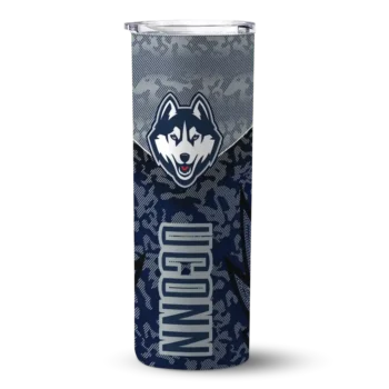 Personalized UConn Huskies Spiral Burst Print Blue Skinny Tumbler
