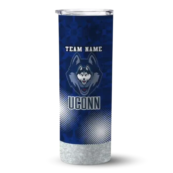 Personalized UConn Huskies Starburst Tiles Blue Skinny Tumbler