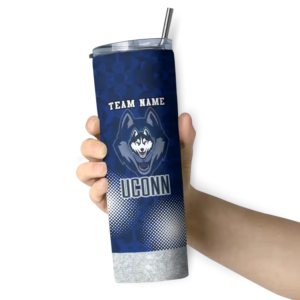 personalized-uconn-huskies-starburst-tiles-blue-skinny-tumbler-premium-grade.webp