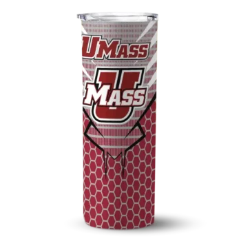 Personalized UMass Minutemen Chevron Stripes Red Skinny Tumbler
