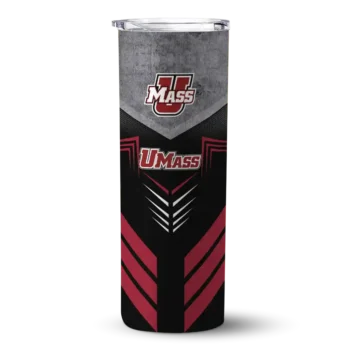 Personalized UMass Minutemen Hexagon Honeycomb Red Black Skinny Tumbler