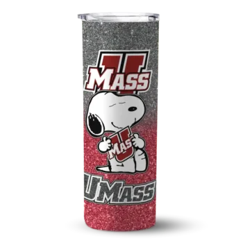 Personalized UMass Minutemen Snoopy Attitude Red Skinny Tumbler