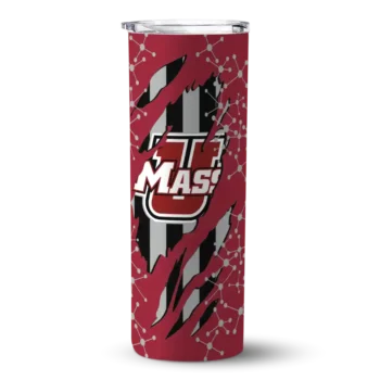 Personalized UMass Minutemen Star Pop Red Black Skinny Tumbler