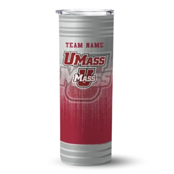 Personalized UMass Minutemen Swirl Texture Red Skinny Tumbler