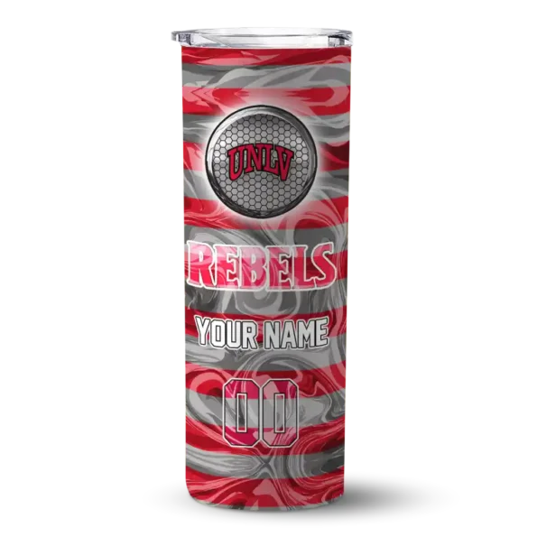 personalized unlv rebels patterned waves red skinny tumbler best selling
