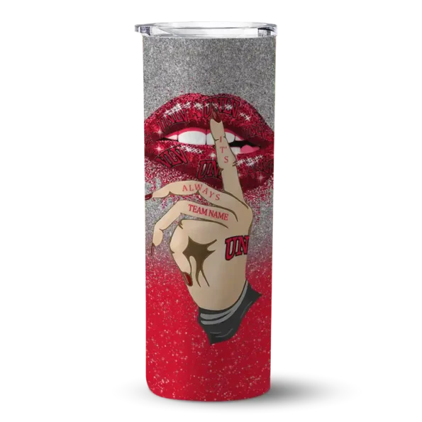 personalized unlv rebels sparkle lips red skinny tumbler best selling