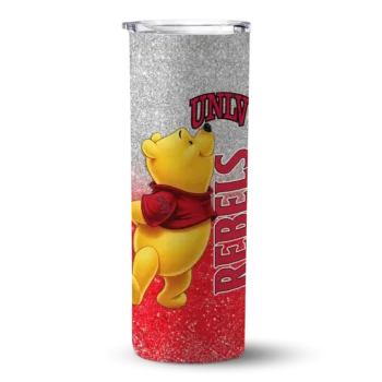 Personalized UNLV Rebels Winnie the Pooh Red Gray Skinny Tumbler
