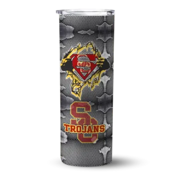 Personalized USC Trojans Chevron V Red Gray Skinny Tumbler