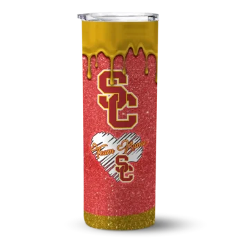 Personalized USC Trojans Pixel Fade Red Skinny Tumbler