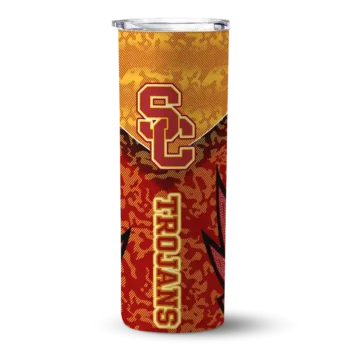 Personalized USC Trojans Spiral Burst Print Red Skinny Tumbler