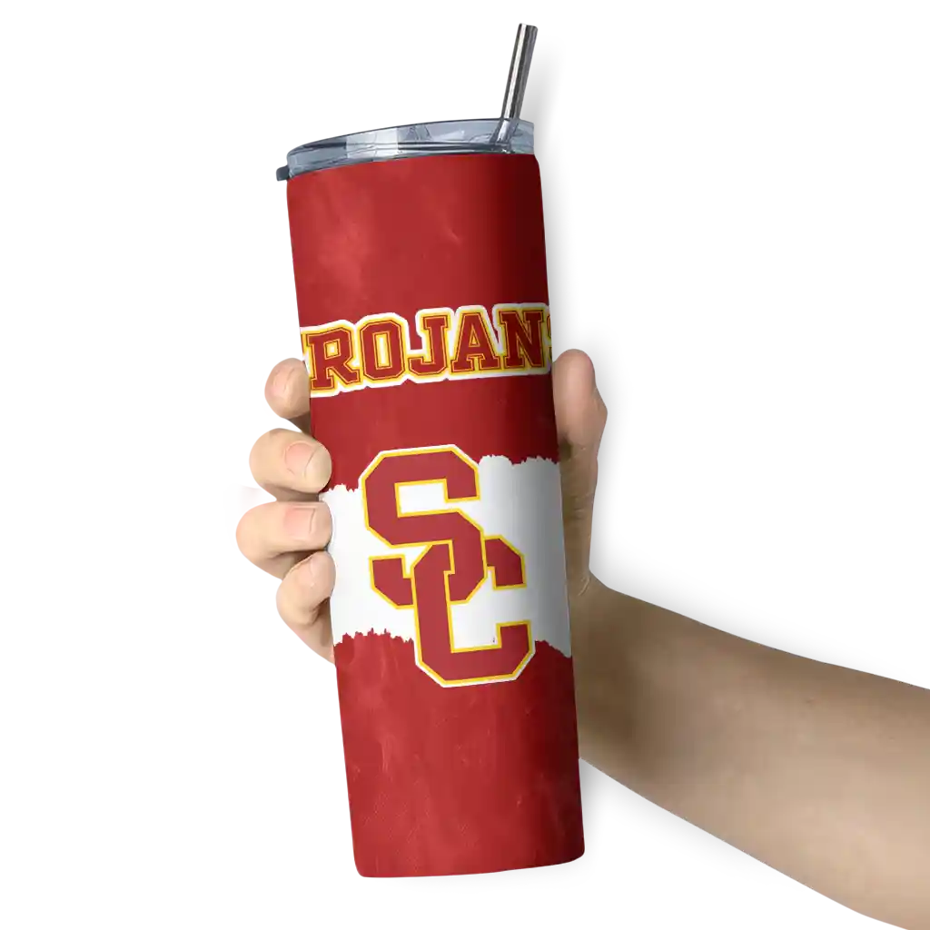 personalized-usc-trojans-torn-band-red-white-skinny-tumbler-premium-grade.webp
