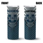 personalized-utah-state-aggies-chevron-stripes-navy-skinny-tumbler-best-selling.webp