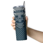 personalized-utah-state-aggies-chevron-stripes-navy-skinny-tumbler-best-selling.webp
