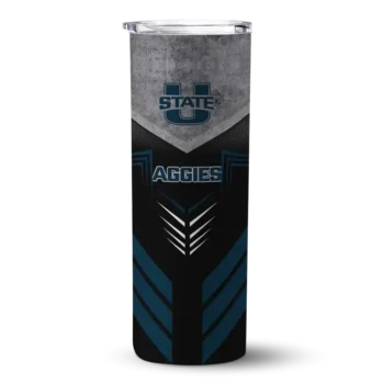 Personalized Utah State Aggies Hexagon Honeycomb Navy Black Skinny Tumbler