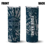personalized-utah-state-aggies-metallic-grid-navy-skinny-tumbler-best-selling.webp