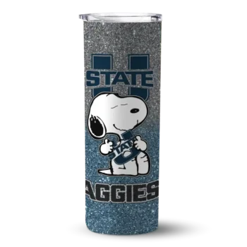 Personalized Utah State Aggies Snoopy Attitude Navy Skinny Tumbler