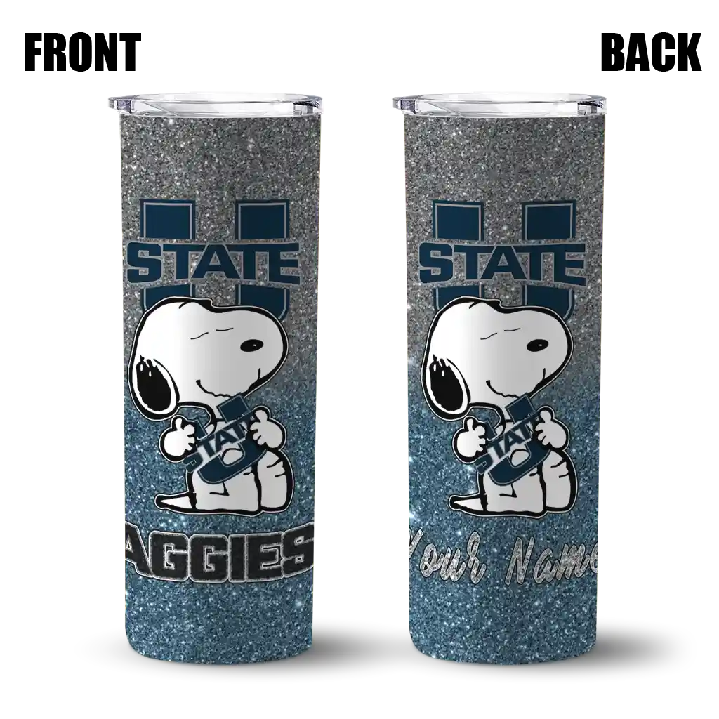 personalized-utah-state-aggies-snoopy-attitude-navy-skinny-tumbler-fashion-forward.webp