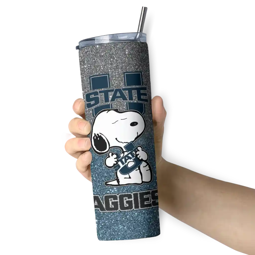 personalized-utah-state-aggies-snoopy-attitude-navy-skinny-tumbler-premium-grade.webp