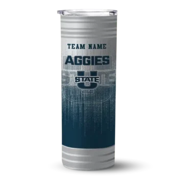 Personalized Utah State Aggies Swirl Texture Navy Skinny Tumbler
