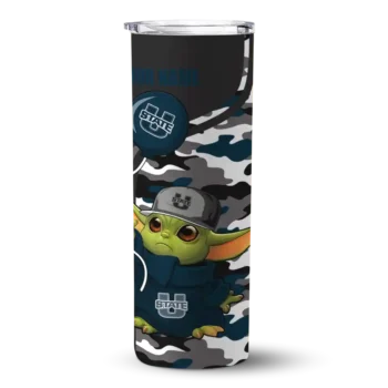Personalized Utah State Aggies Yoda Camo Navy Black Skinny Tumbler