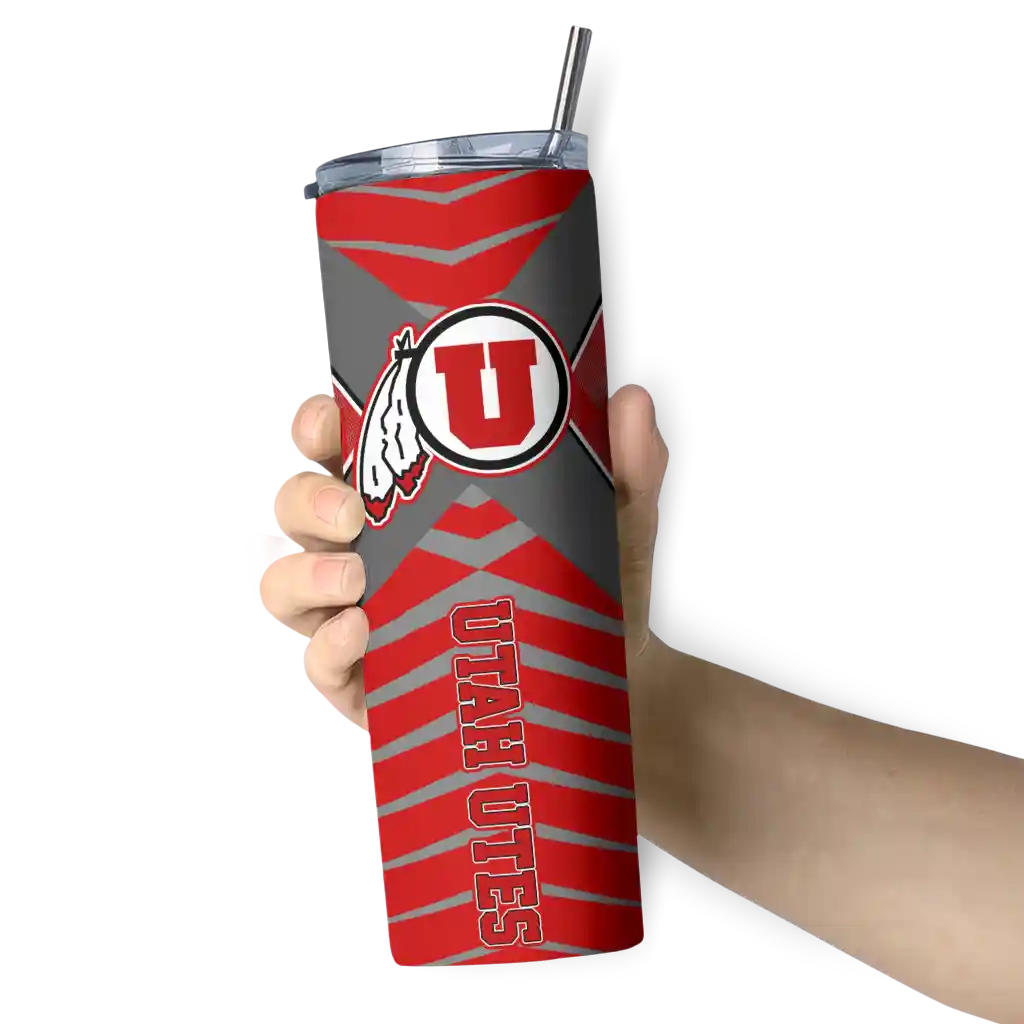 personalized-utah-utes-camo-texture-red-skinny-tumbler-premium-grade.webp