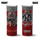 personalized-utah-utes-kiss-band-gray-skinny-tumbler-best-selling-1.webp
