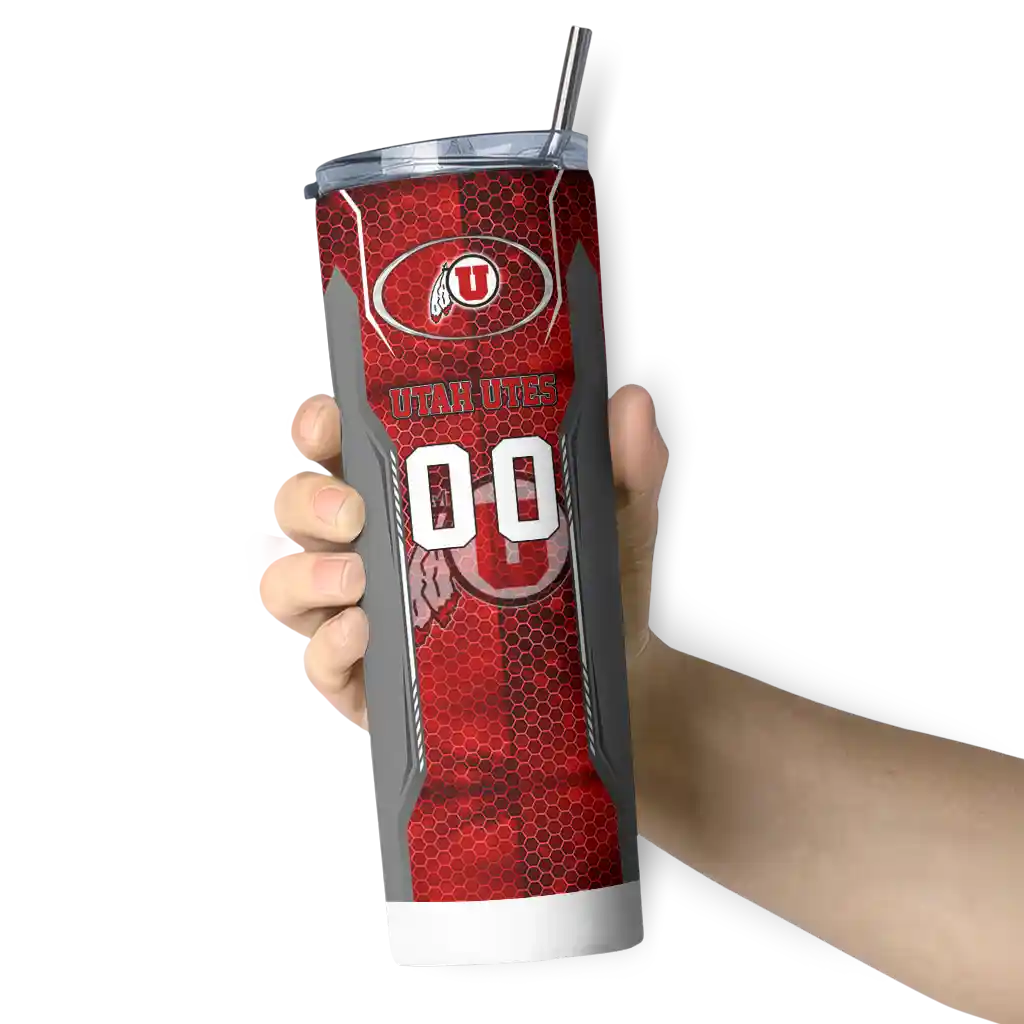 personalized-utah-utes-stacked-diamond-red-skinny-tumbler-premium-grade-1.webp