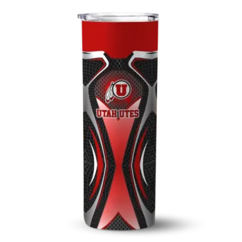 Personalized Utah Utes Superman Emblem Red Black Skinny Tumbler