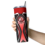 personalized-utah-utes-superman-emblem-red-black-skinny-tumbler-best-selling.webp