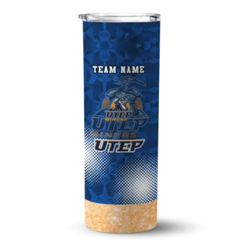 Personalized UTEP Miners Starburst Tiles Blue Skinny Tumbler