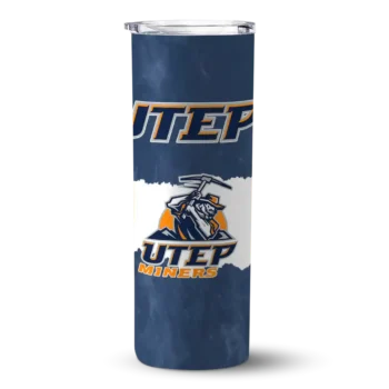 Personalized UTEP Miners Torn Band Blue White Skinny Tumbler