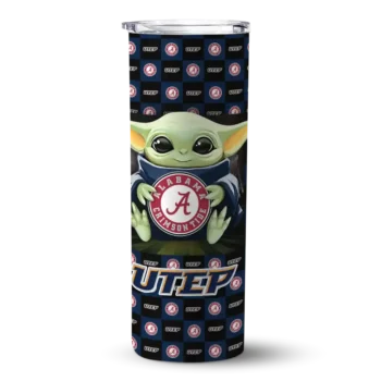 Personalized UTEP Miners Yoda Cozy Blue Black Skinny Tumbler