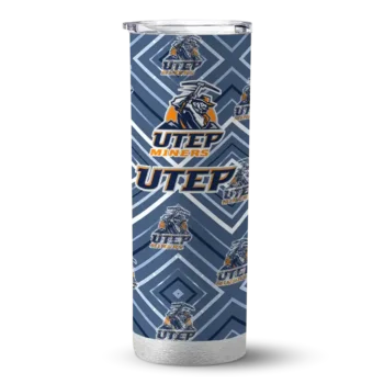 Personalized UTEP Miners Zipper Leopard Blue Skinny Tumbler