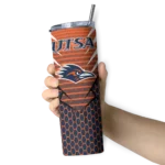 personalized-utsa-roadrunners-chevron-stripes-orange-skinny-tumbler-best-selling.webp