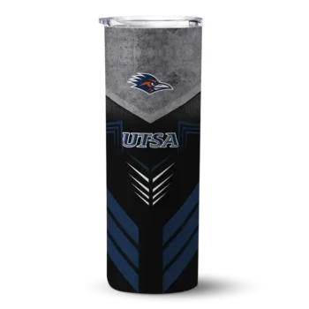Personalized UTSA Roadrunners Hexagon Honeycomb Orange Black Skinny Tumbler