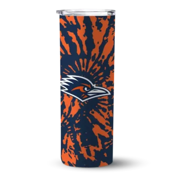 Personalized UTSA Roadrunners Metallic Grid Orange Skinny Tumbler