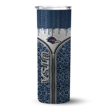 Personalized UTSA Roadrunners Sparkle Drip Orange Skinny Tumbler