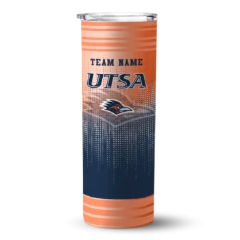 Personalized UTSA Roadrunners Swirl Texture Orange Skinny Tumbler