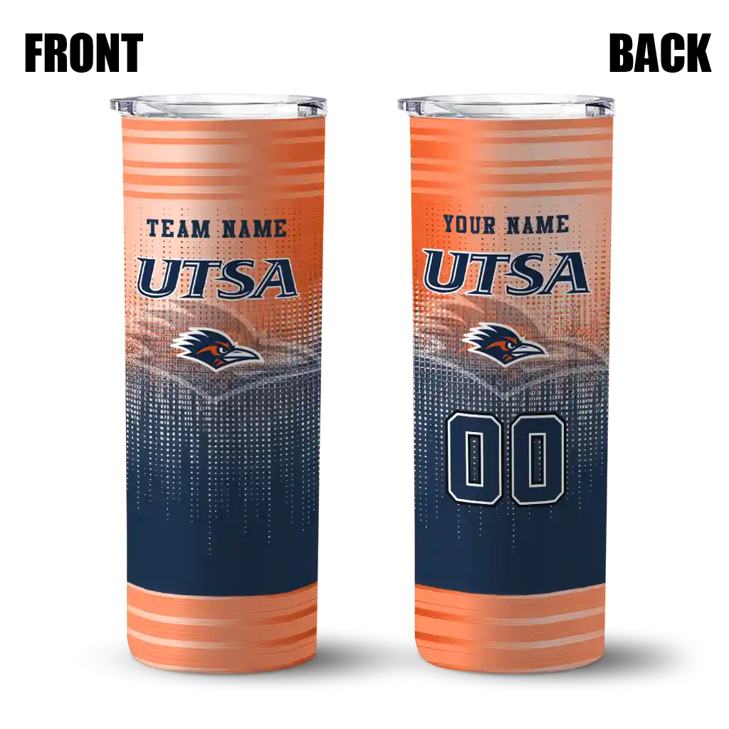 personalized-utsa-roadrunners-swirl-texture-orange-skinny-tumbler-fashion-forward.webp