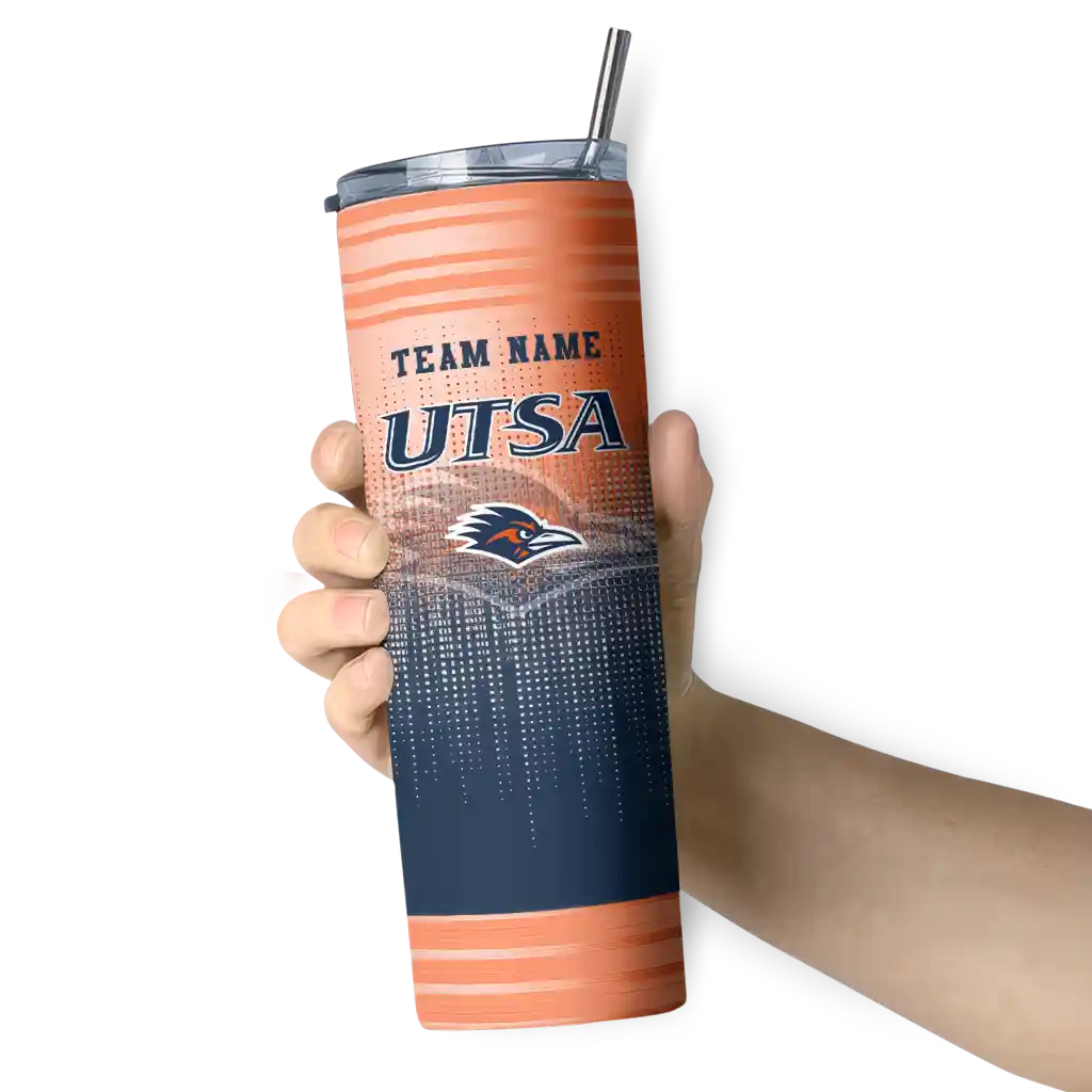 personalized-utsa-roadrunners-swirl-texture-orange-skinny-tumbler-premium-grade.webp