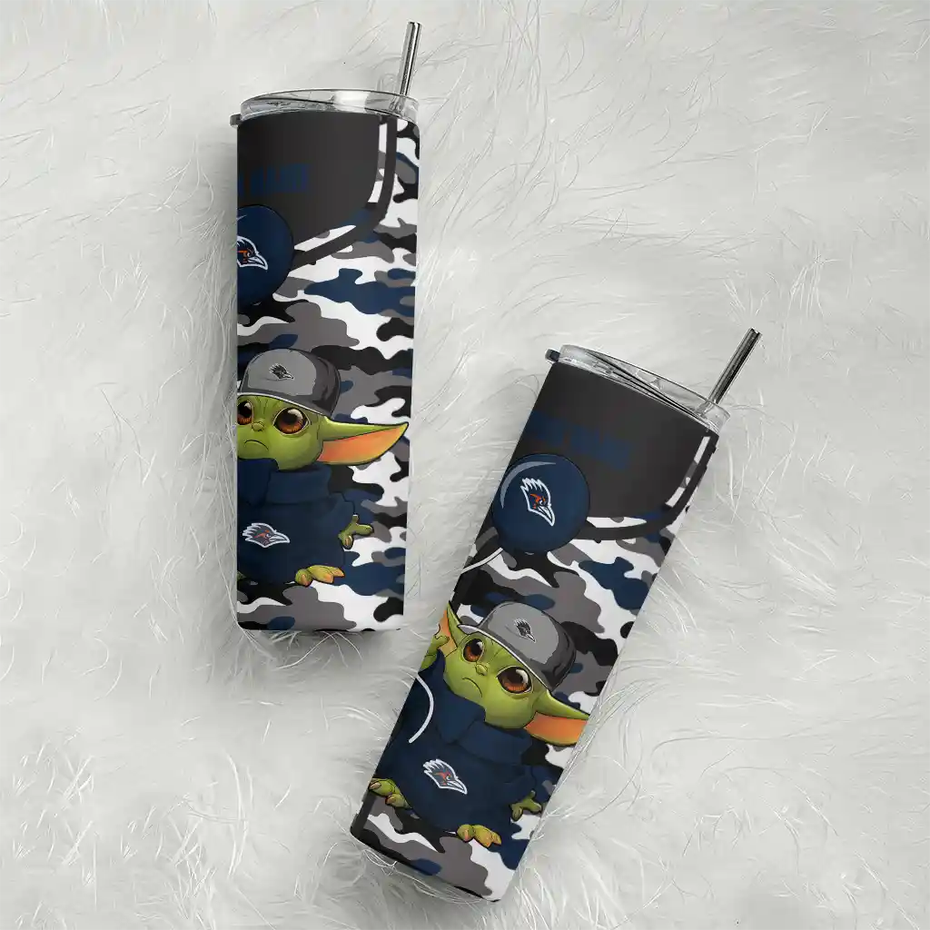 personalized-utsa-roadrunners-yoda-camo-orange-black-skinny-tumbler-top-rated.webp