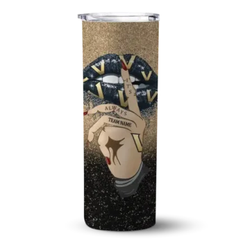 Personalized Vanderbilt Commodores Sparkle Lips Black Skinny Tumbler