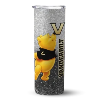 Personalized Vanderbilt Commodores Winnie the Pooh Black Gray Skinny Tumbler