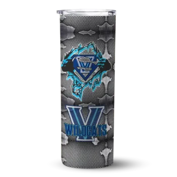 Personalized Villanova Wildcats Chevron V Navy Gray Skinny Tumbler