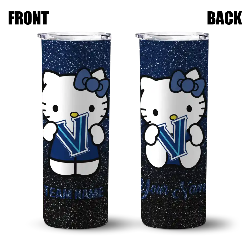 personalized-villanova-wildcats-hello-kitty-navy-black-skinny-tumbler-fashion-forward.webp