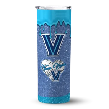 Personalized Villanova Wildcats Pixel Fade Navy Skinny Tumbler