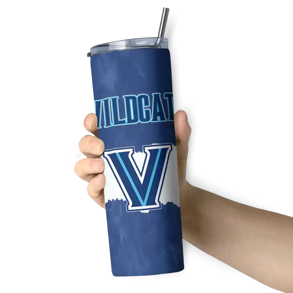 personalized-villanova-wildcats-torn-band-navy-white-skinny-tumbler-premium-grade.webp