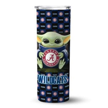 Personalized Villanova Wildcats Yoda Cozy Navy Black Skinny Tumbler