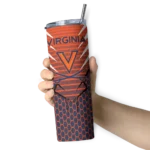 personalized-virginia-cavaliers-chevron-stripes-blue-skinny-tumbler-best-selling.webp